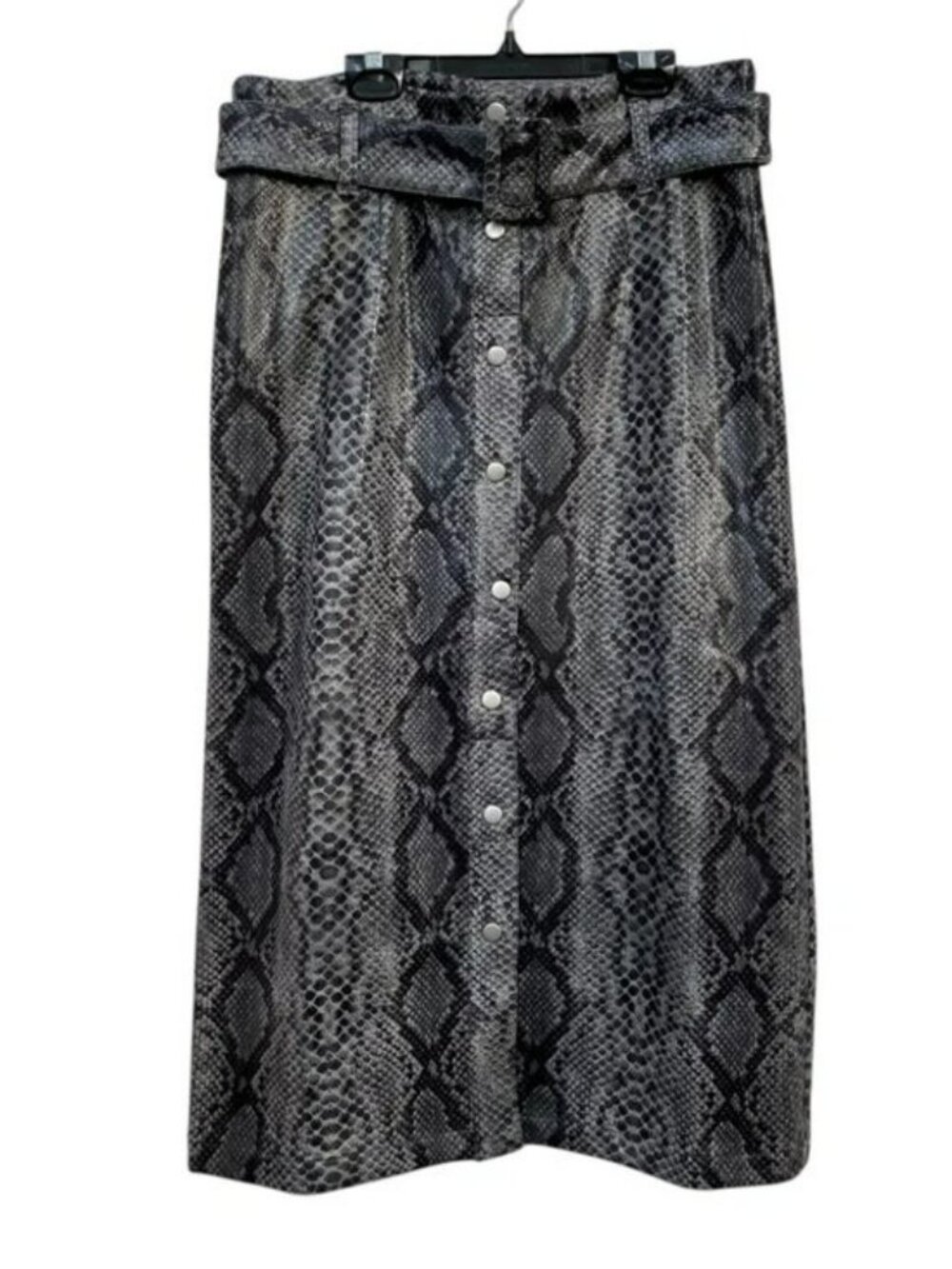 G BY GULIANA BLACK LABEL VEGAN LEATHER SNAKESKIN SKIRT
